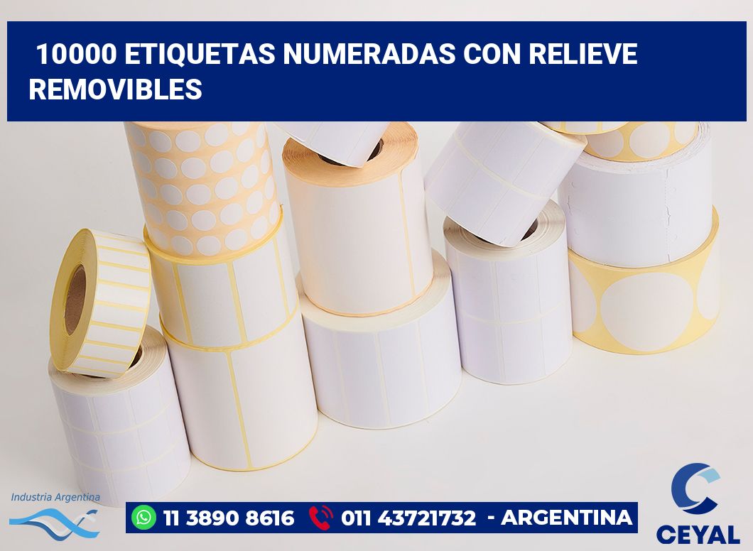 10000 Etiquetas numeradas con relieve removibles