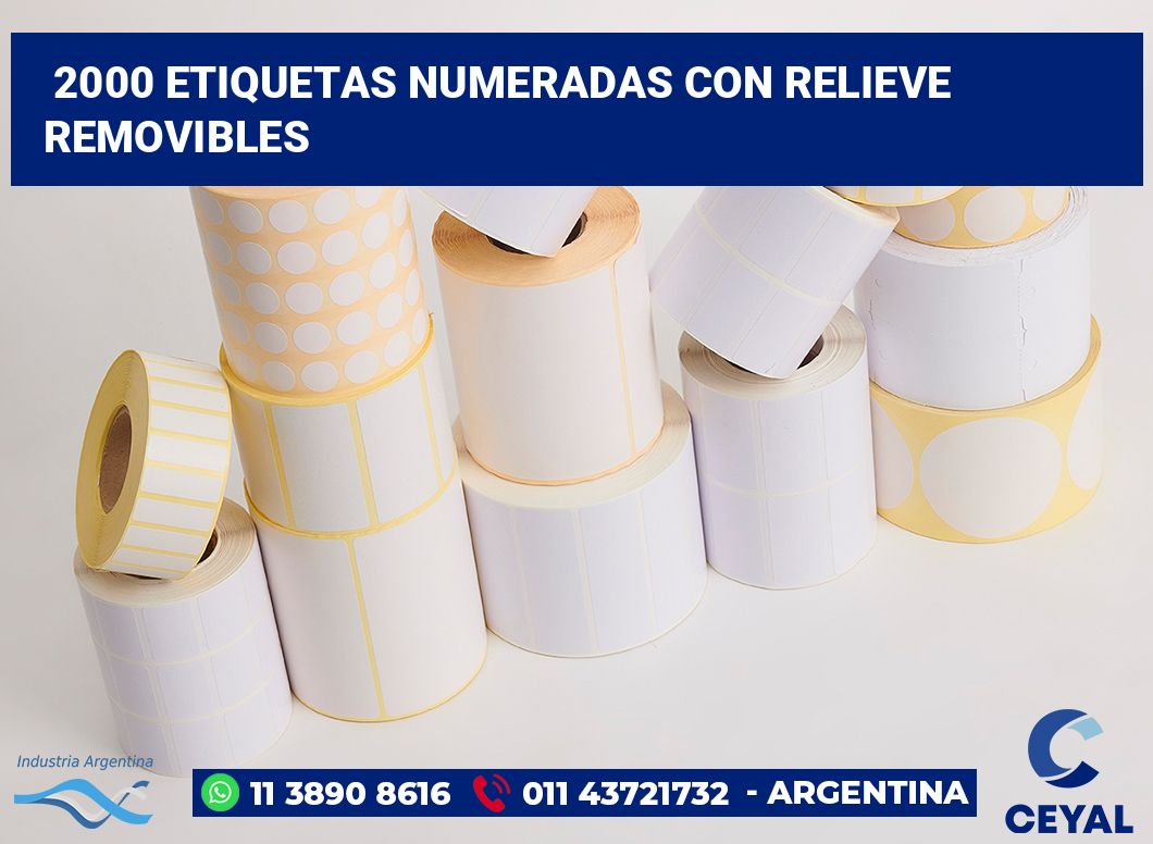 2000 Etiquetas numeradas con relieve removibles