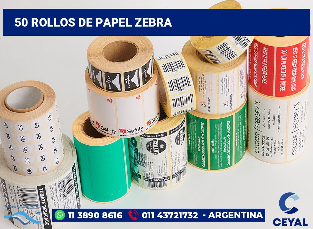 50 Rollos de papel zebra