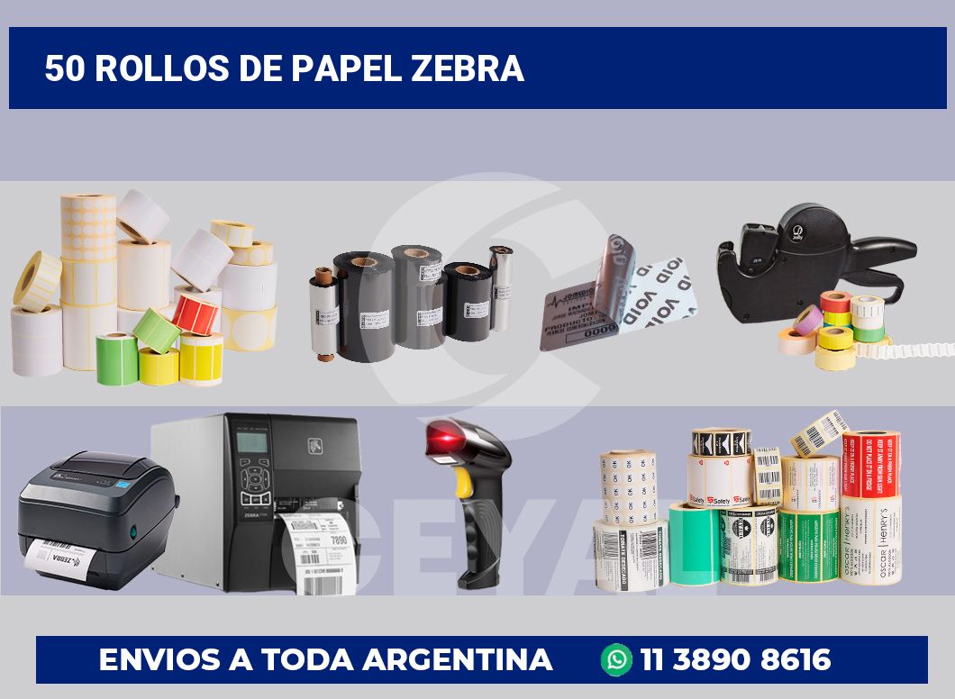 50 Rollos de papel zebra
