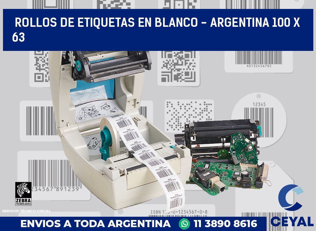 Rollos de etiquetas en blanco - Argentina 100 x 63