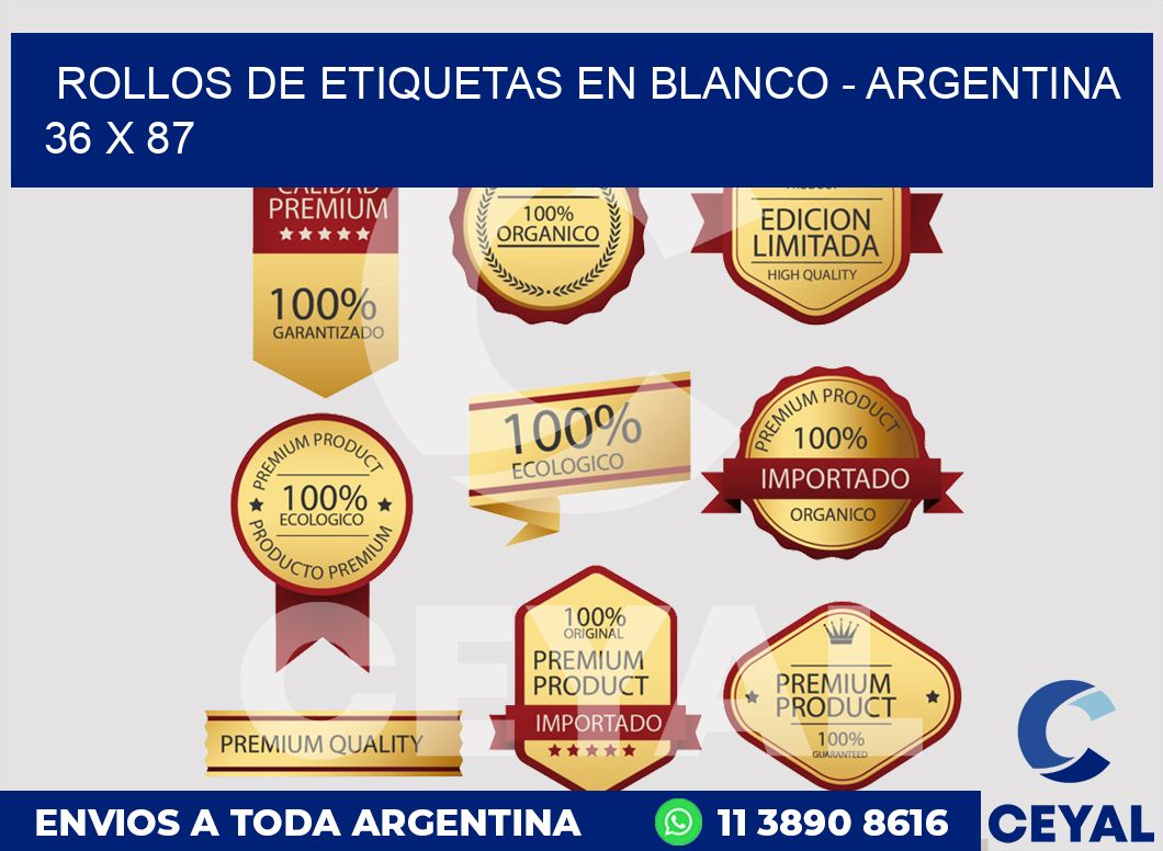 Rollos de etiquetas en blanco - Argentina 36 x 87