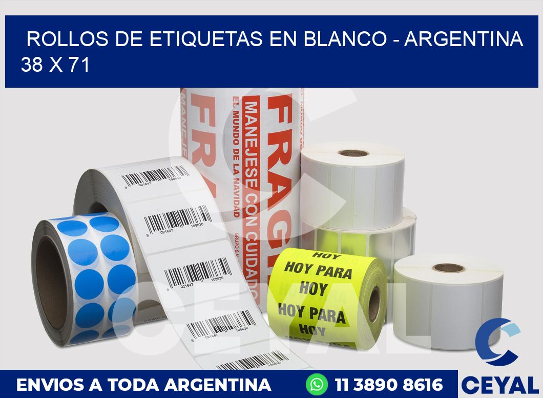 Rollos de etiquetas en blanco - Argentina 38 x 71