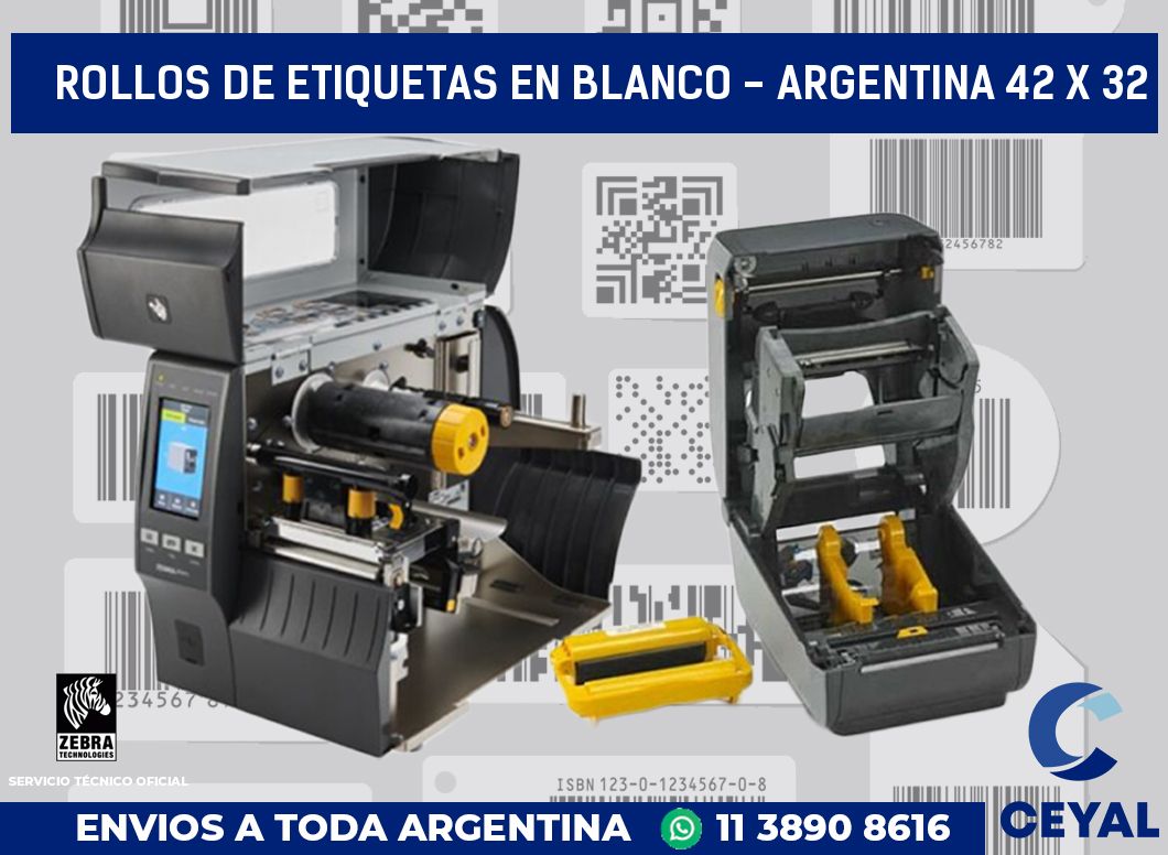 Rollos de etiquetas en blanco - Argentina 42 x 32