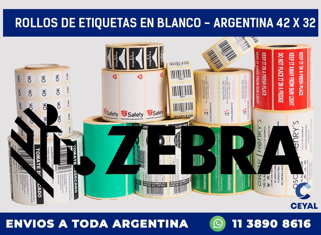 Rollos de etiquetas en blanco - Argentina 42 x 32