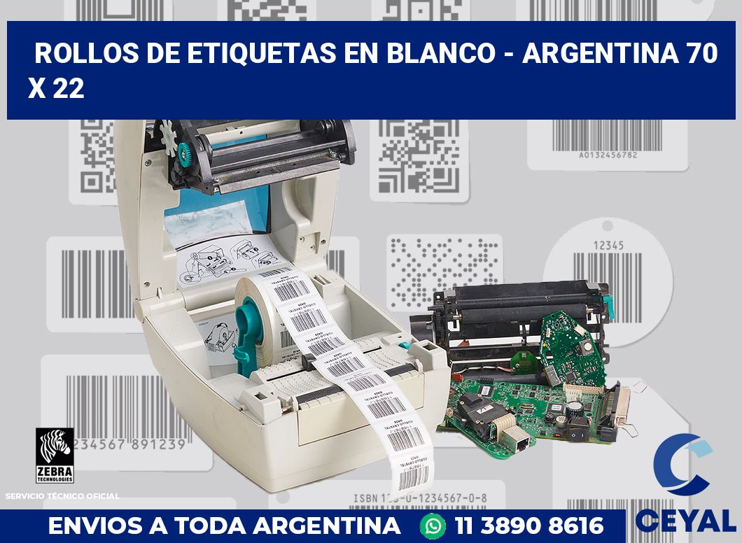 Rollos de etiquetas en blanco - Argentina 70 x 22