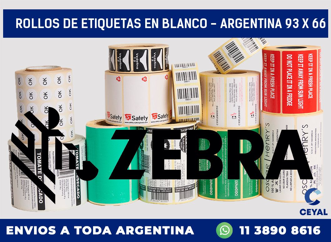 Rollos de etiquetas en blanco - Argentina 93 x 66