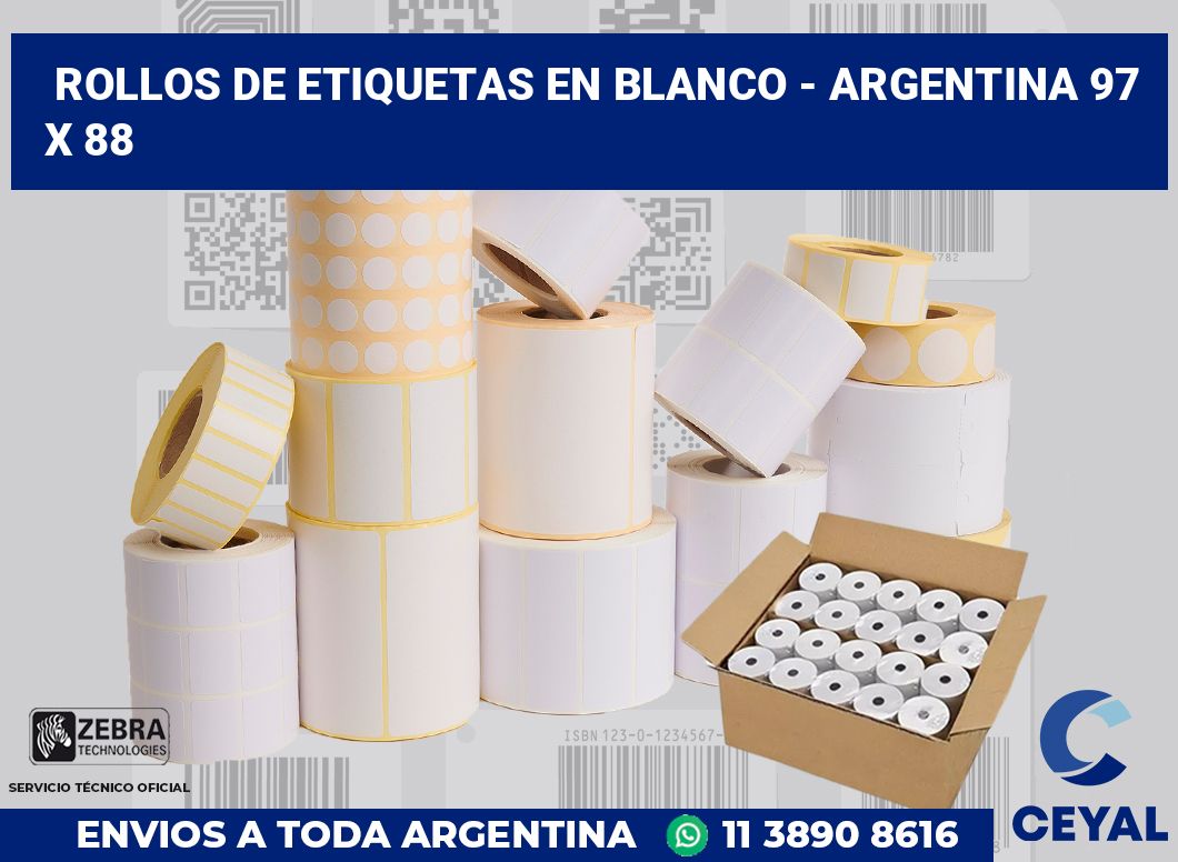 Rollos de etiquetas en blanco – Argentina 97 x 88