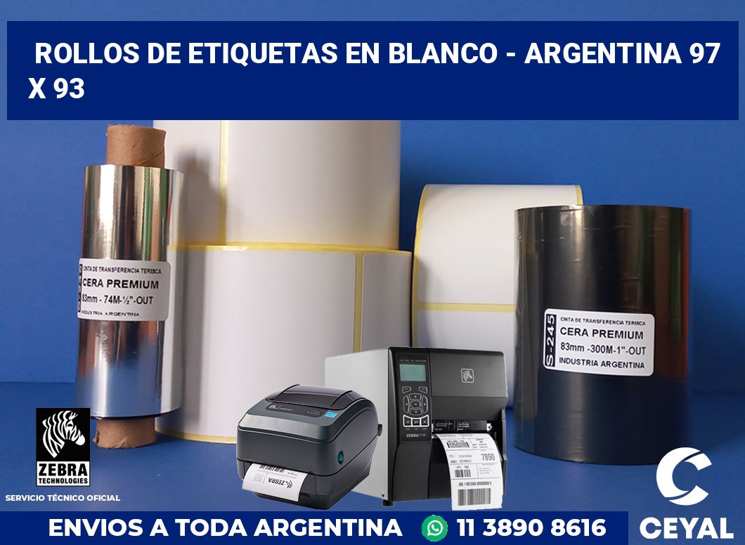 Rollos de etiquetas en blanco - Argentina 97 x 93