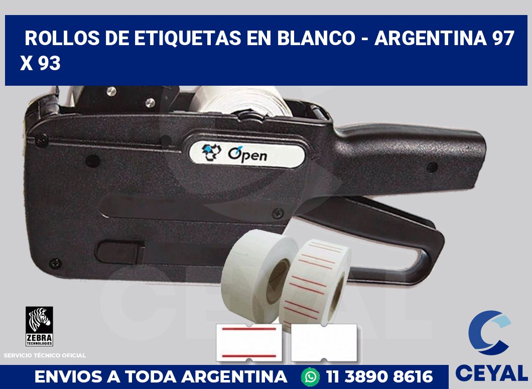 Rollos de etiquetas en blanco - Argentina 97 x 93