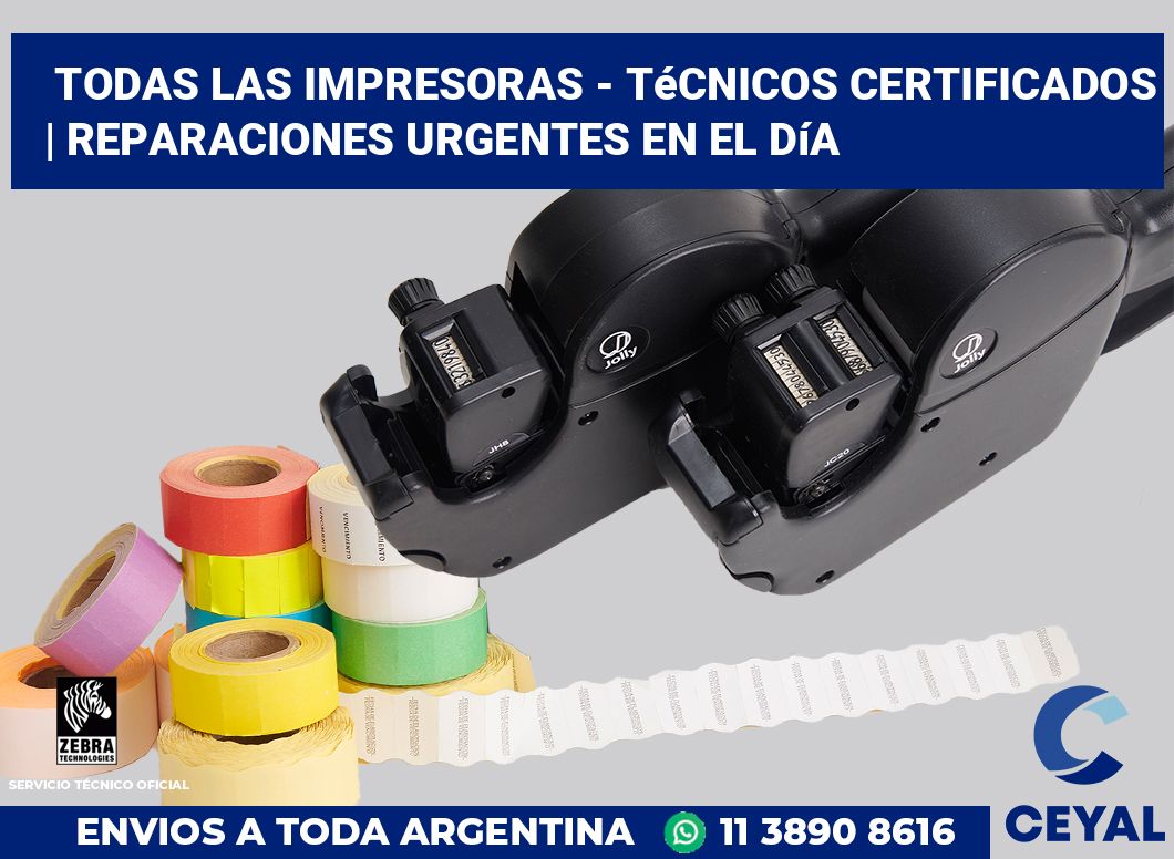 Todas las impresoras - Técnicos certificados | Reparaciones urgentes en el día