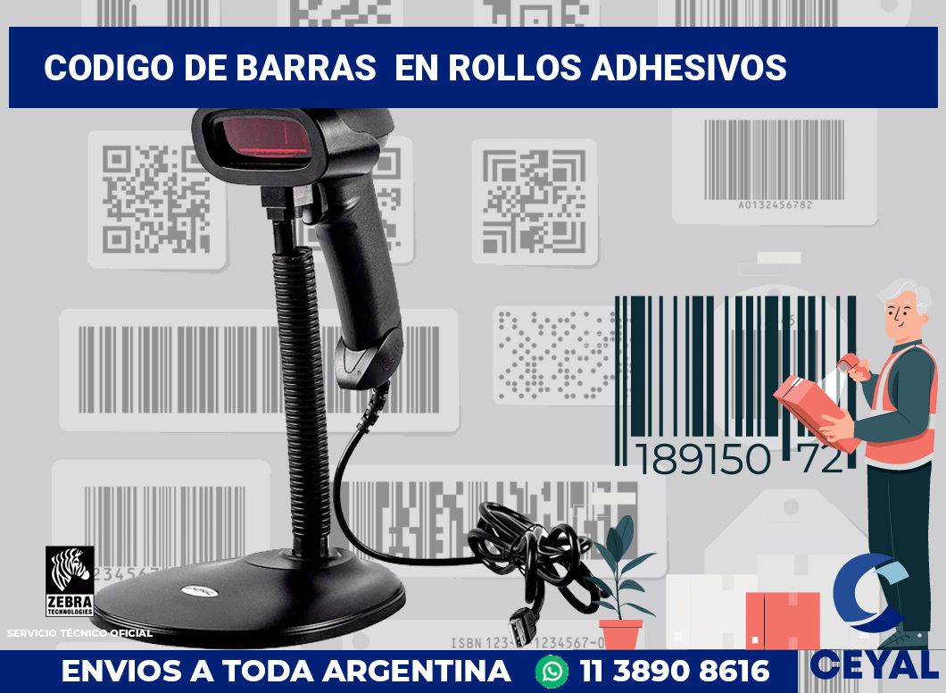 codigo de barras en rollos adhesivos