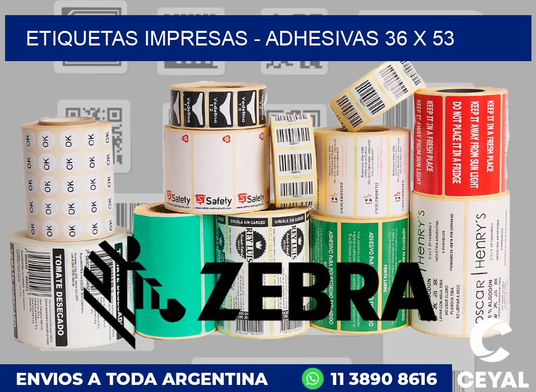 etiquetas impresas - Adhesivas 36 x 53