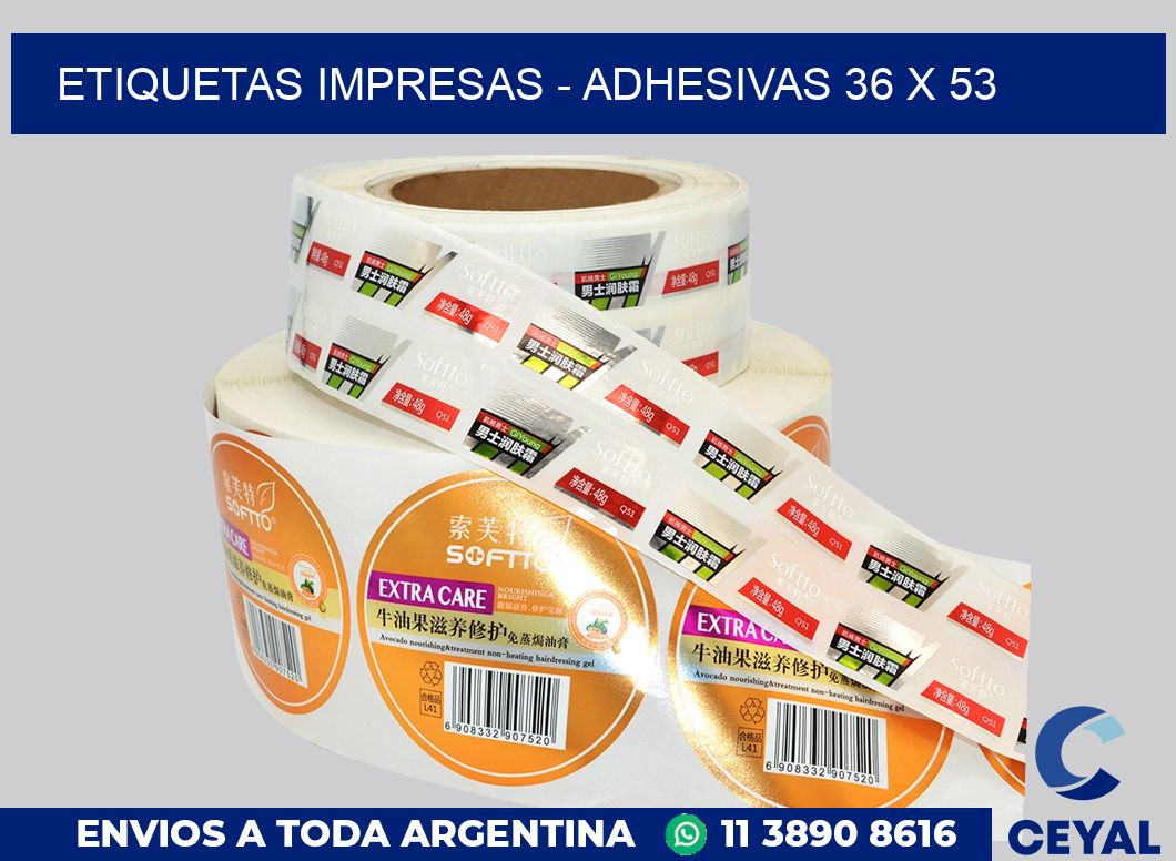 etiquetas impresas – Adhesivas 36 x 53