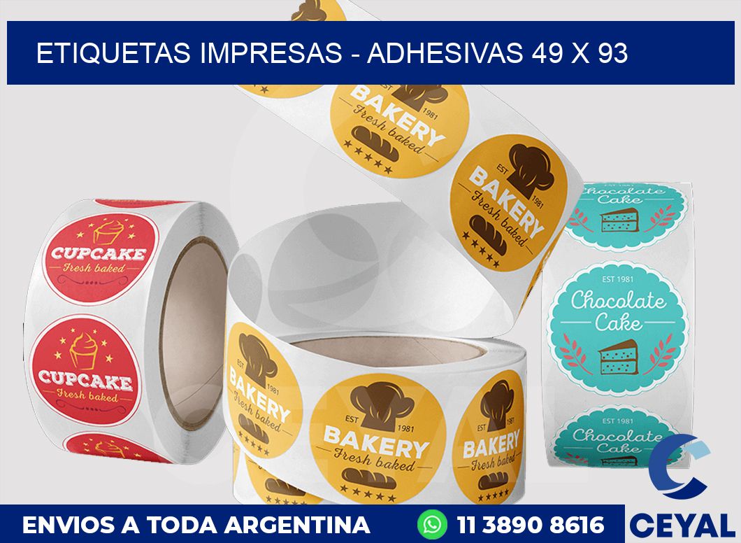etiquetas impresas - Adhesivas 49 x 93