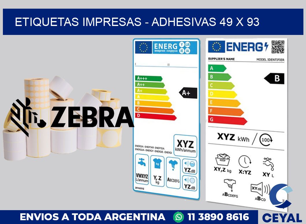 etiquetas impresas - Adhesivas 49 x 93