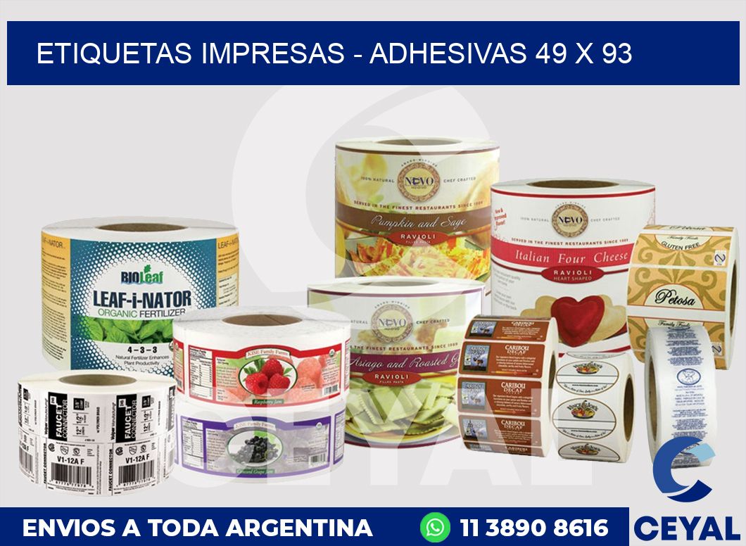 etiquetas impresas – Adhesivas 49 x 93