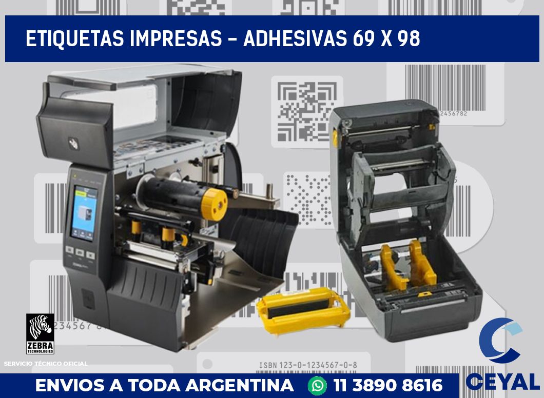 etiquetas impresas - Adhesivas 69 x 98
