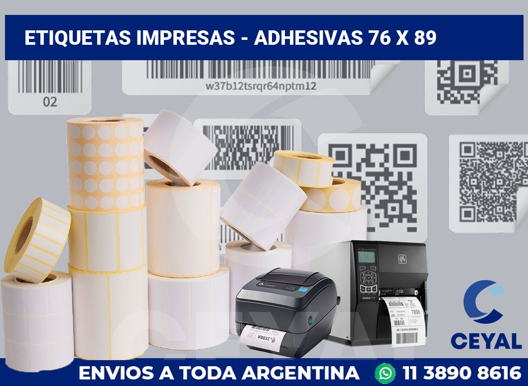 etiquetas impresas - Adhesivas 76 x 89