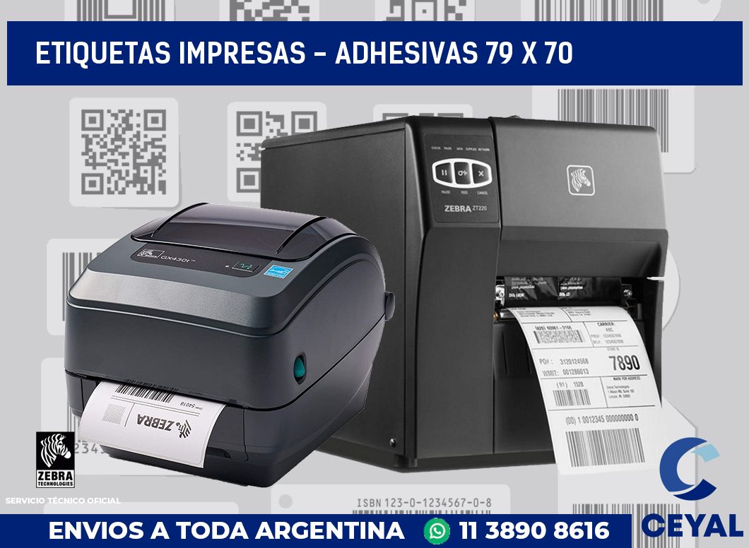 etiquetas impresas - Adhesivas 79 x 70