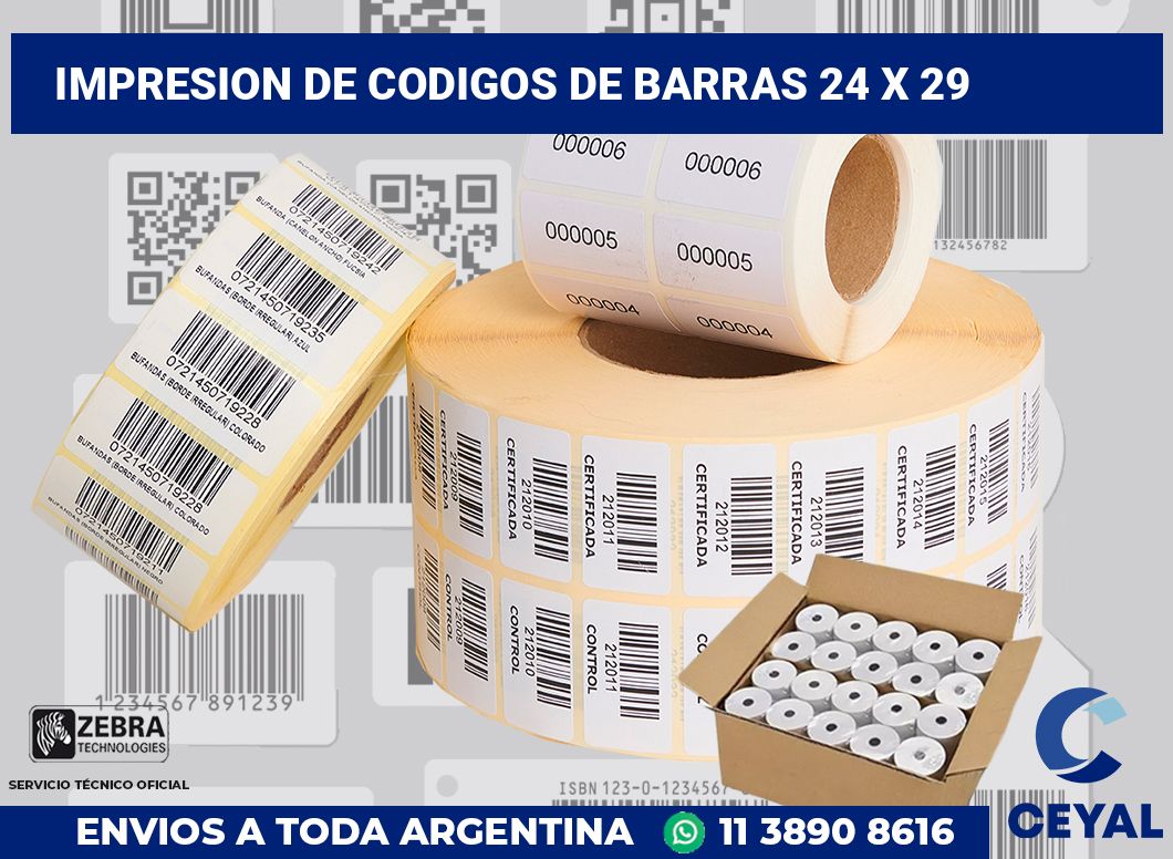 impresion de codigos de barras 24 x 29