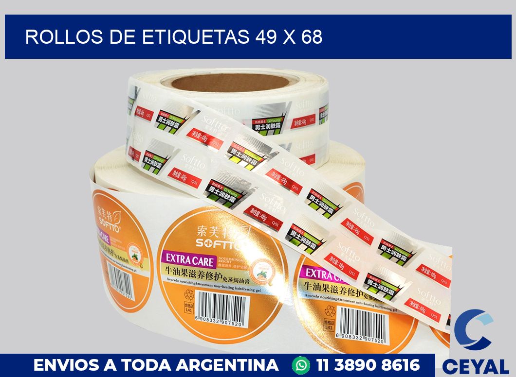 rollos de etiquetas 49 x 68