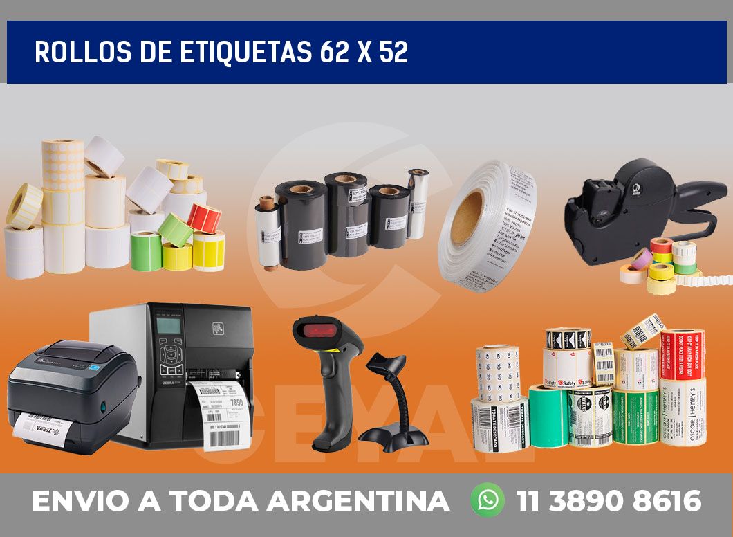 rollos de etiquetas 62 x 52