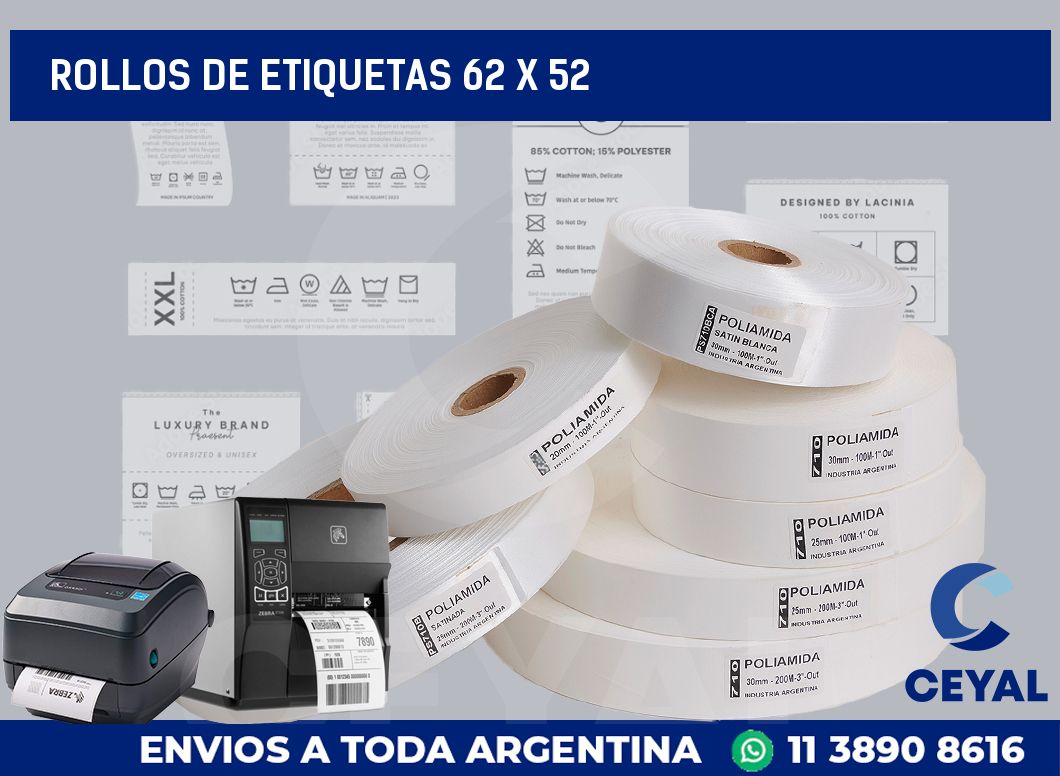 rollos de etiquetas 62 x 52