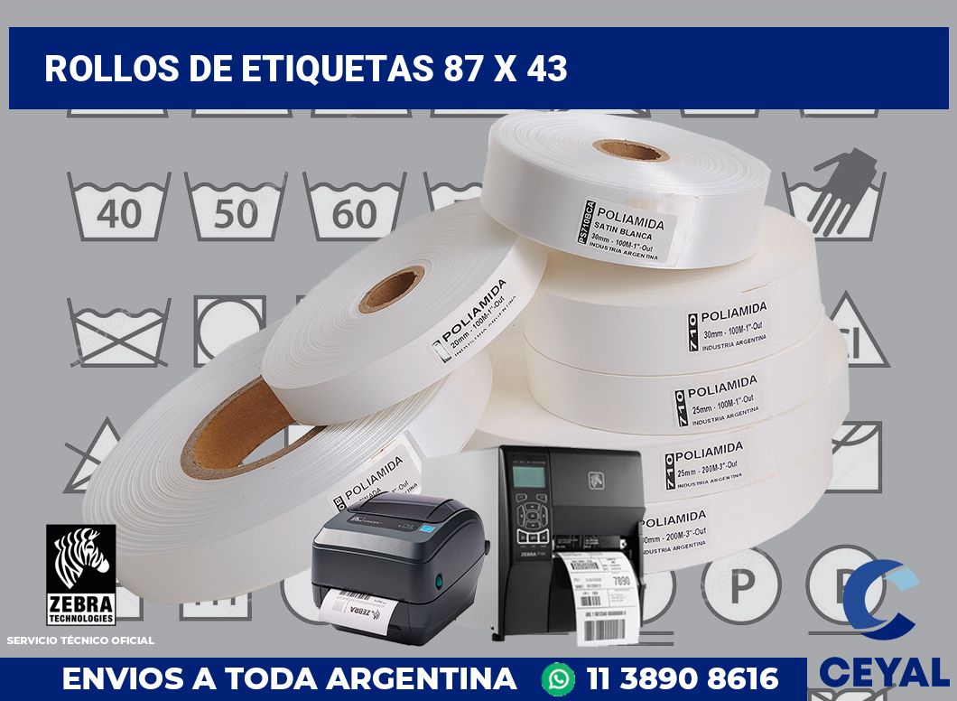 rollos de etiquetas 87 x 43