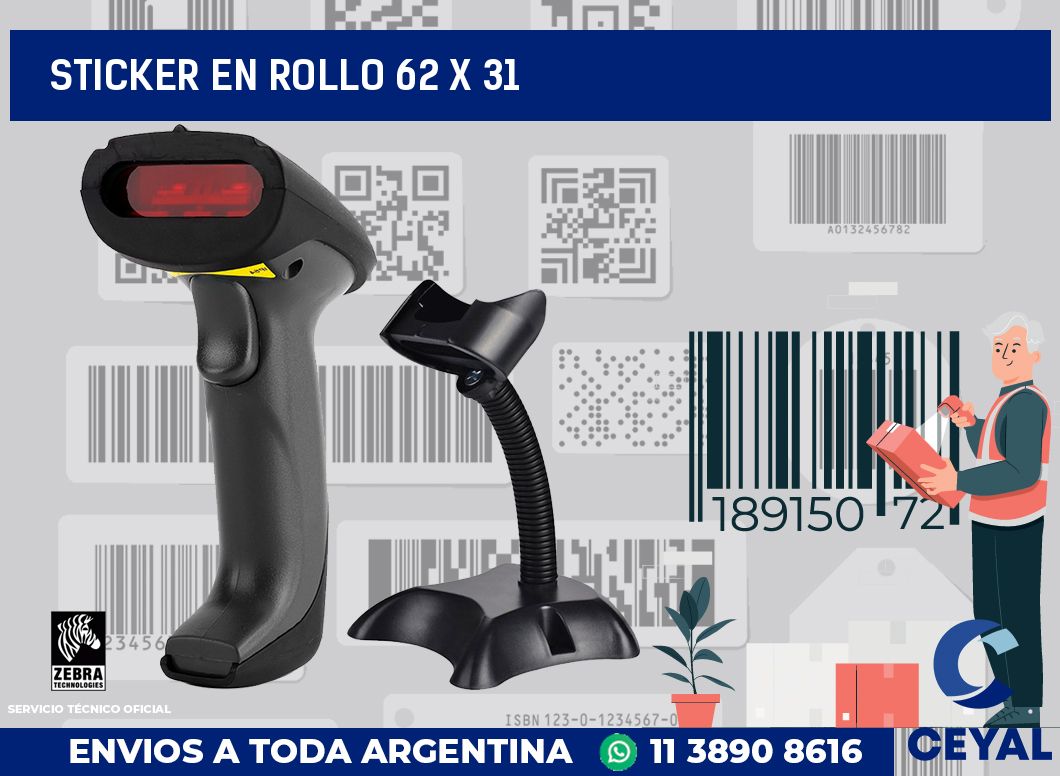 sticker en rollo 62 x 31