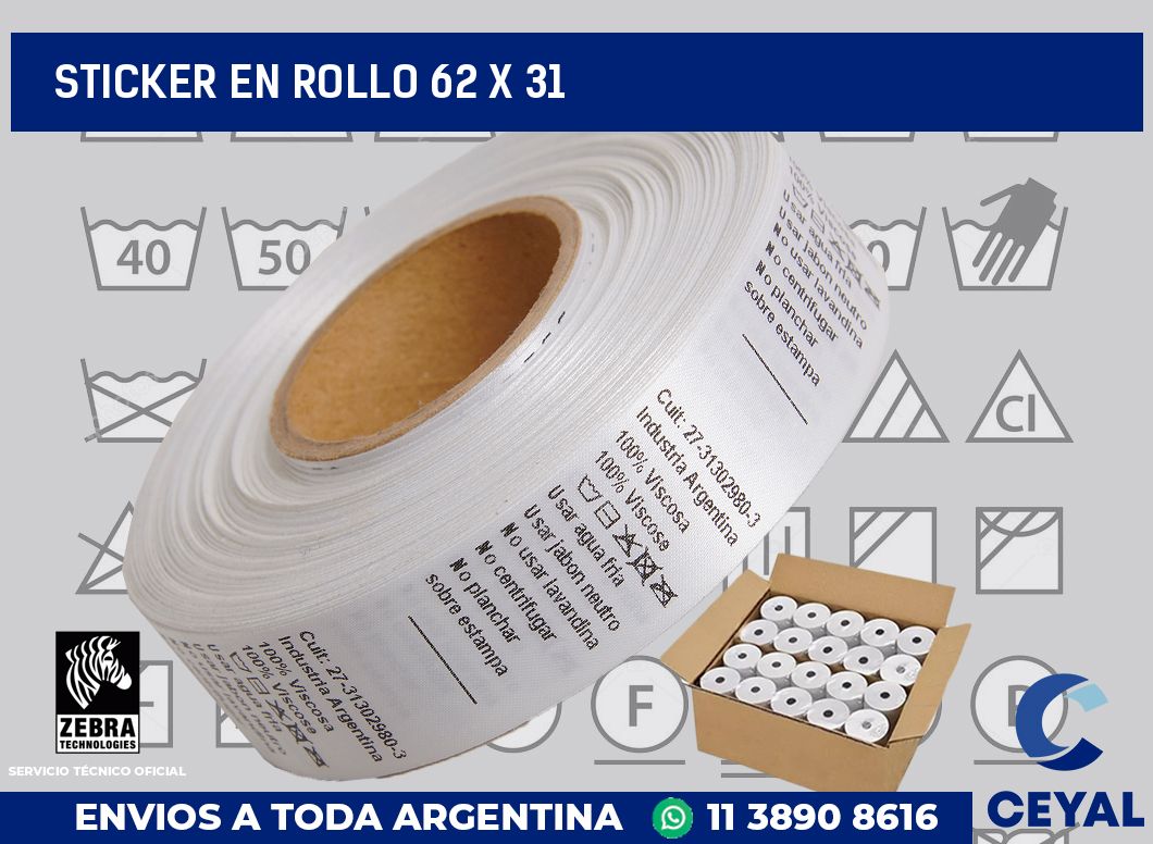 sticker en rollo 62 x 31