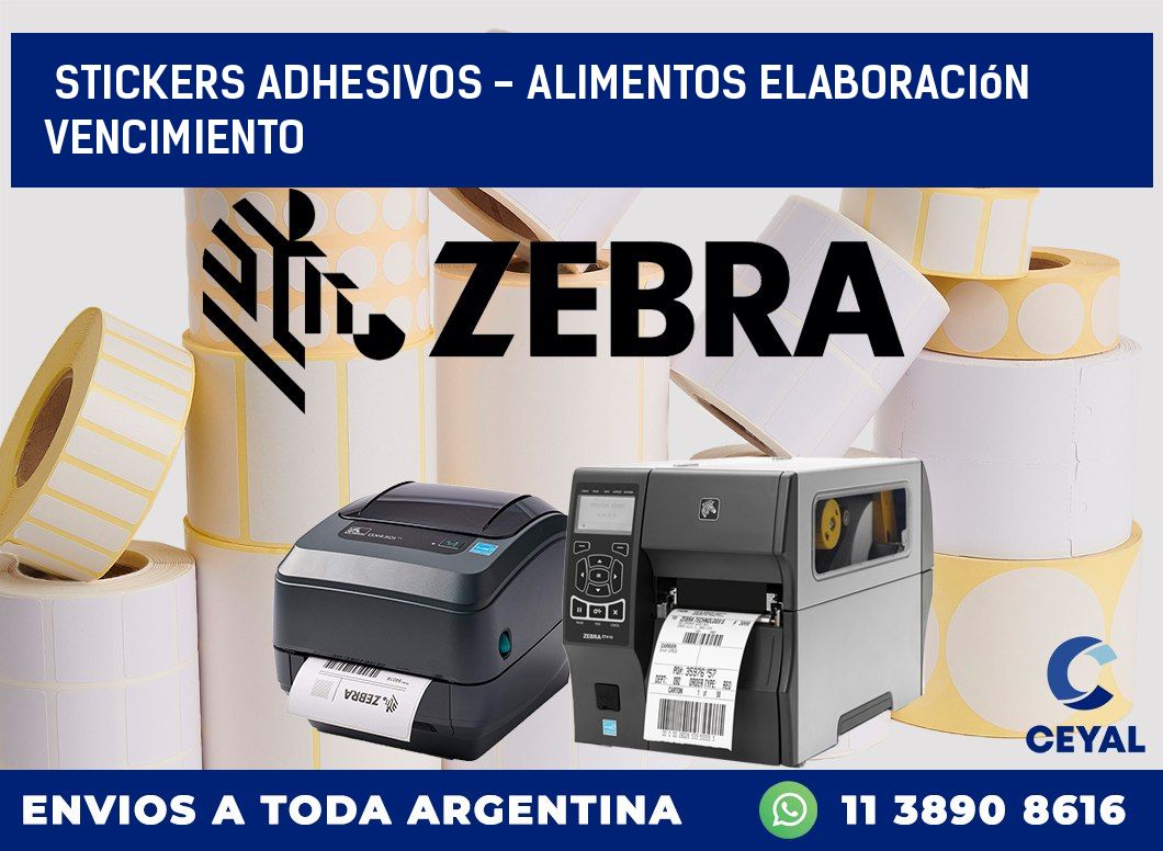 stickers adhesivos - alimentos elaboración vencimiento