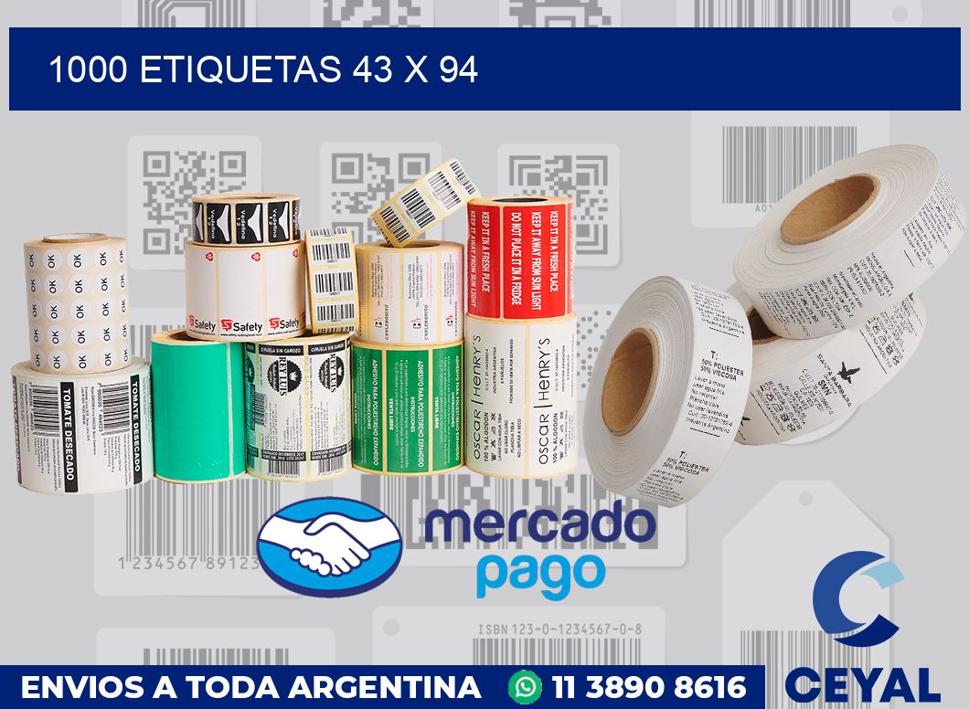 1000 etiquetas 43 x 94