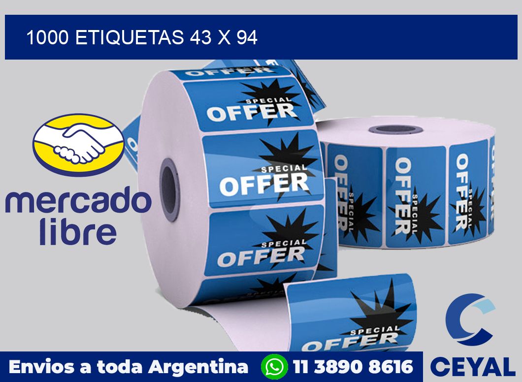 1000 etiquetas 43 x 94