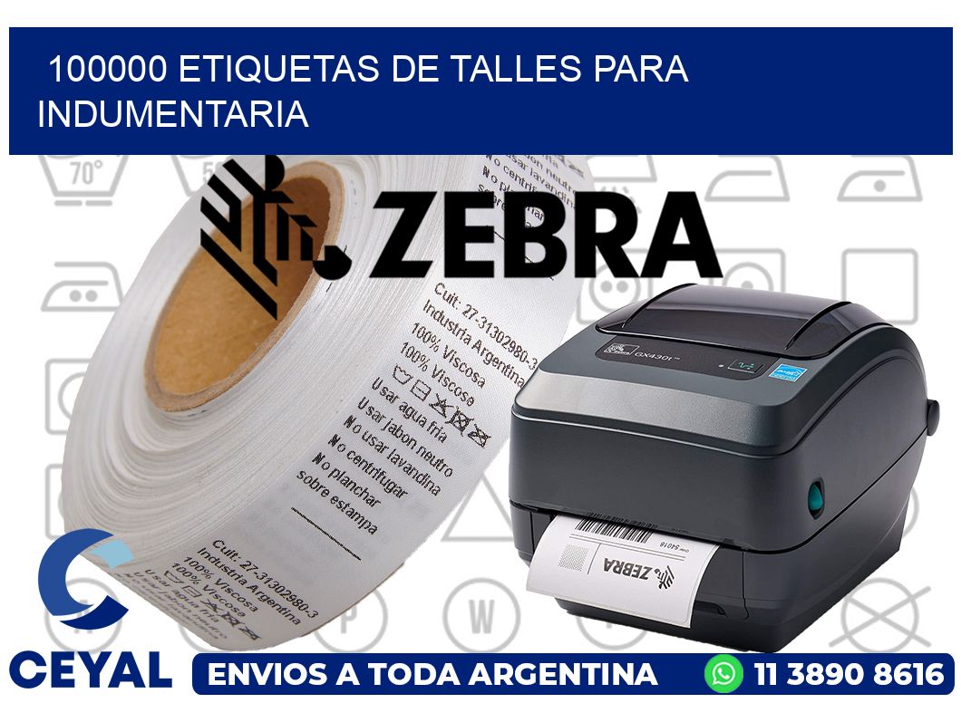 100000 Etiquetas de Talles para indumentaria