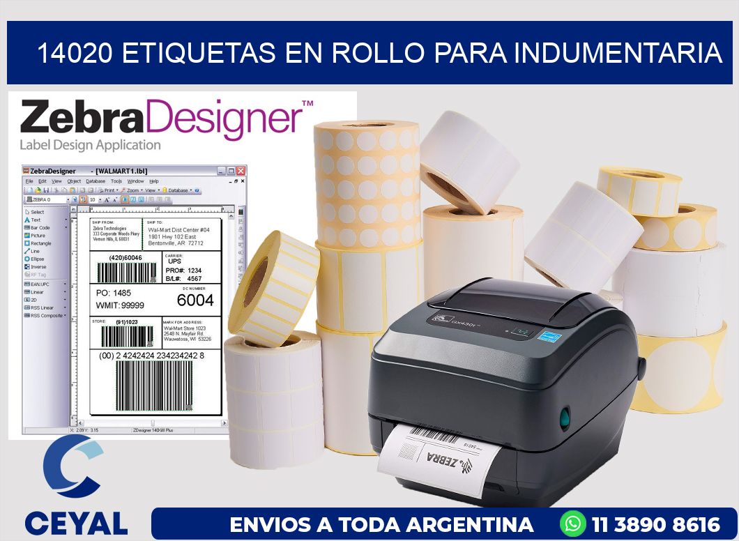 14020 Etiquetas en rollo para indumentaria