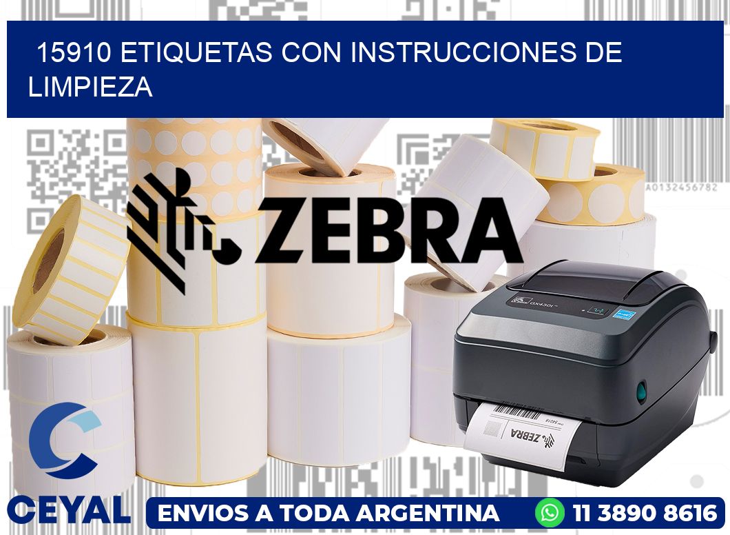 15910 Etiquetas con instrucciones de Limpieza