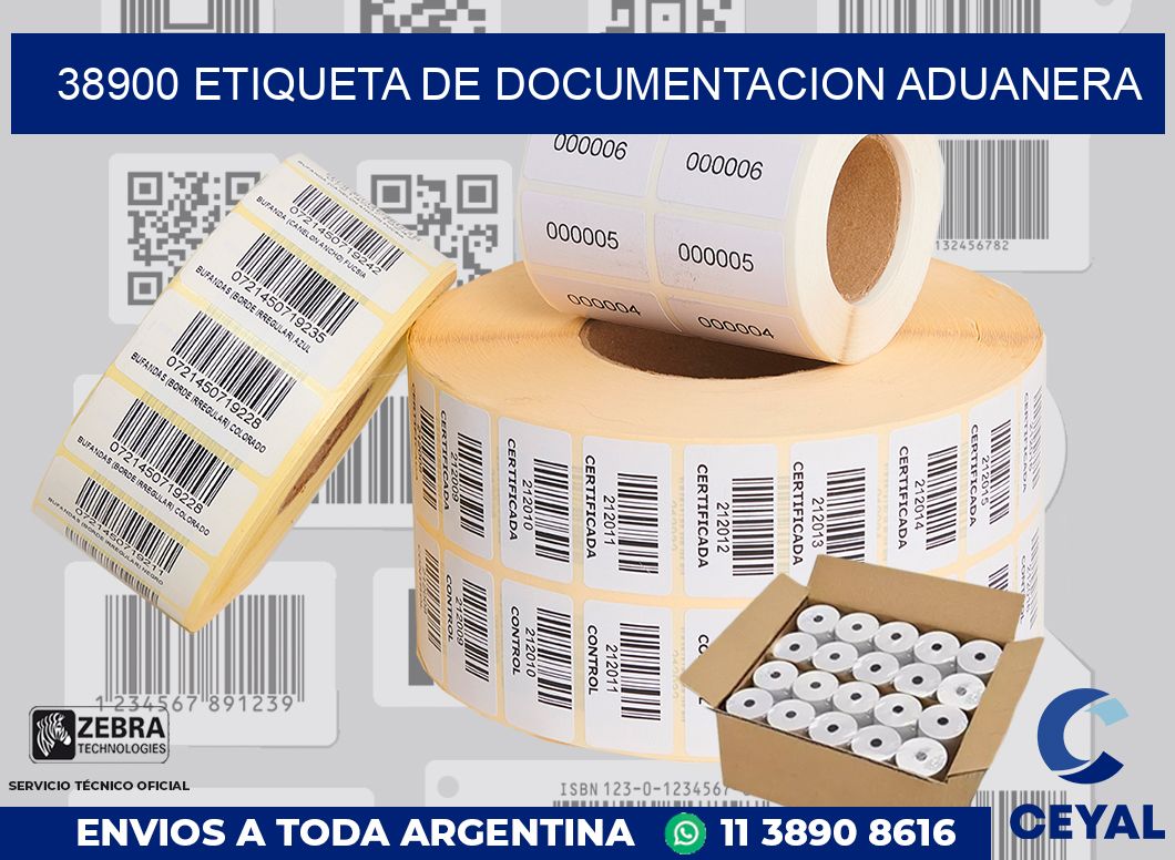 38900 Etiqueta de documentacion aduanera