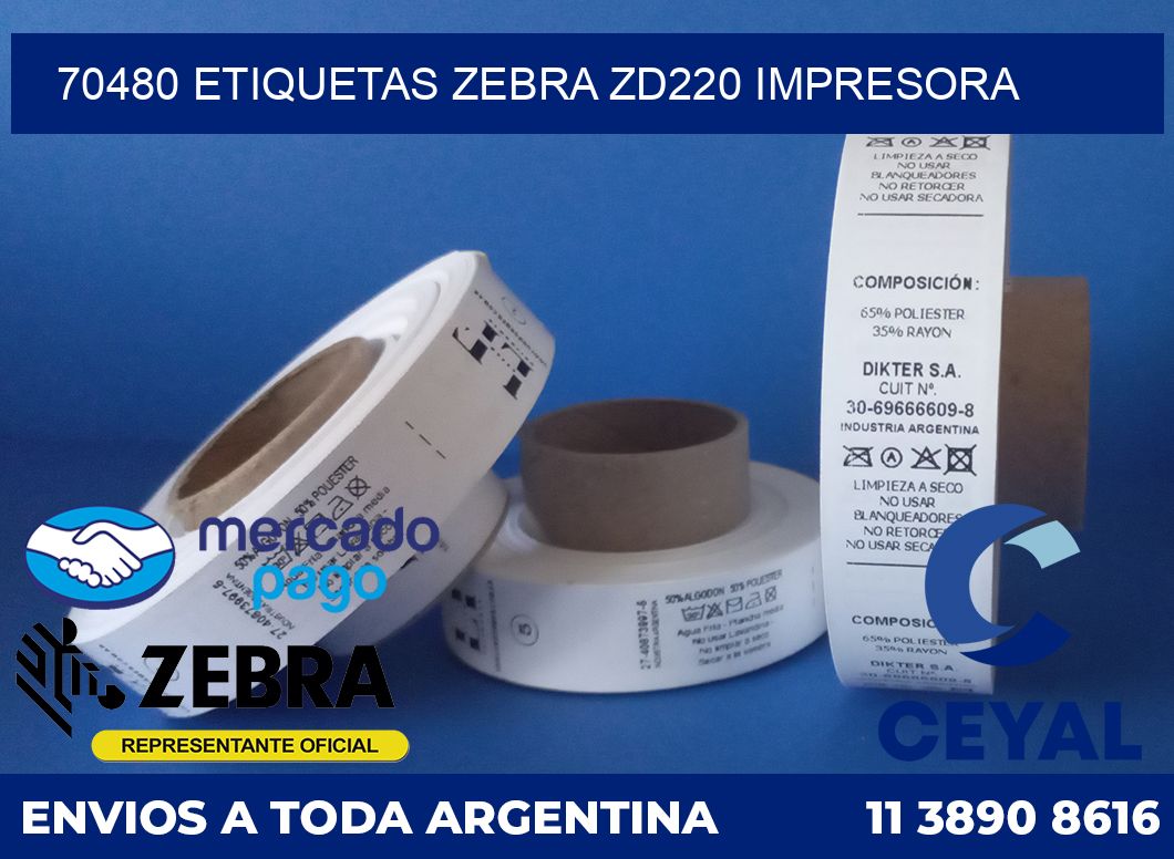 70480 etiquetas Zebra zd220 impresora