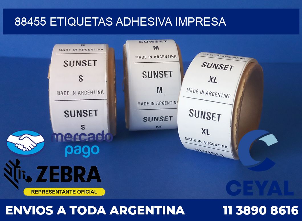 88455 etiquetas adhesiva impresa