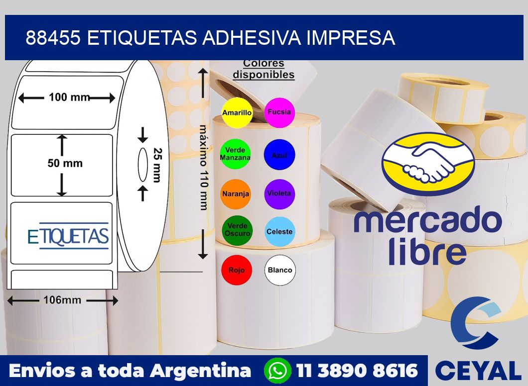 88455 etiquetas adhesiva impresa
