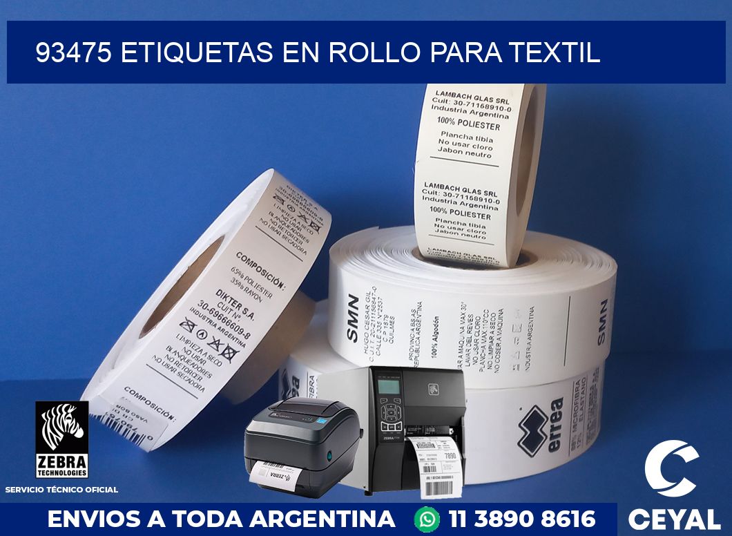 93475 etiquetas en rollo para textil