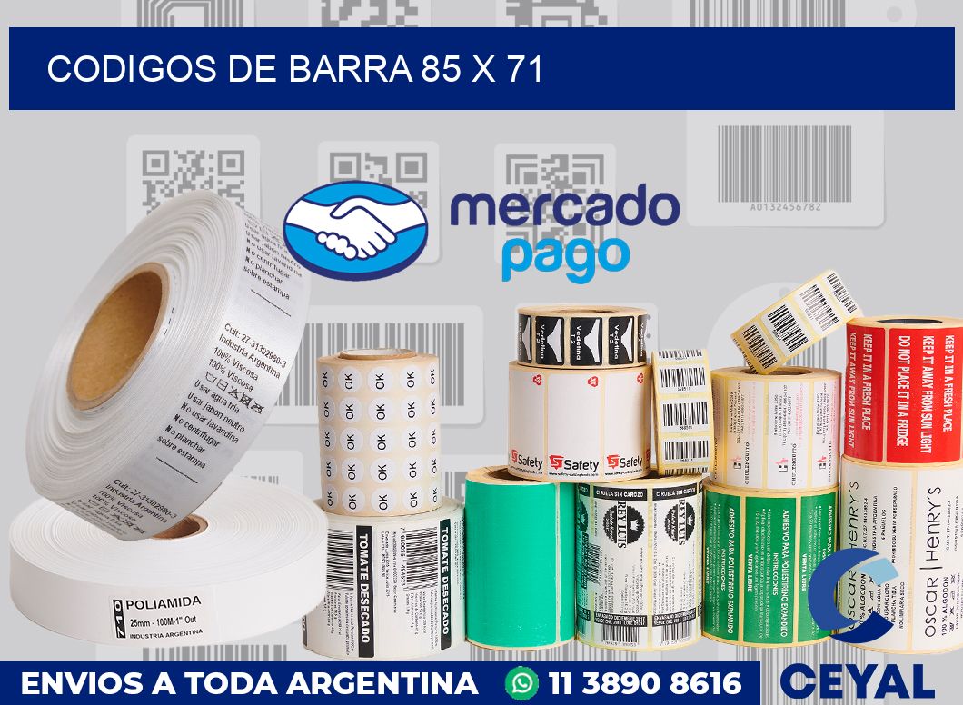 Codigos de barra 85 x 71