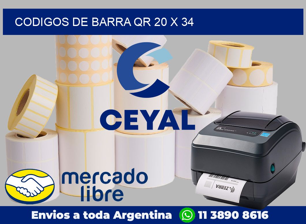 Codigos de barra QR 20 x 34