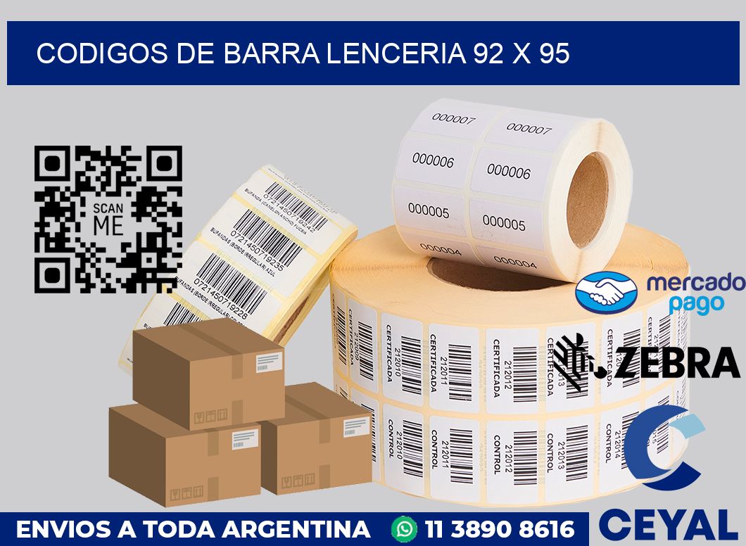 Codigos de barra lenceria 92 x 95