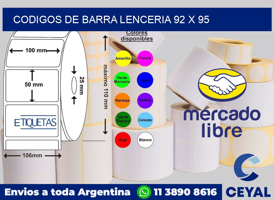 Codigos de barra lenceria 92 x 95