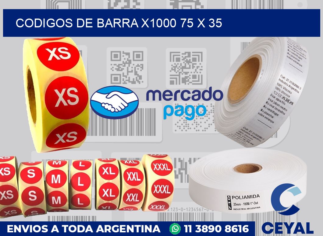 Codigos de barra x1000 75 x 35