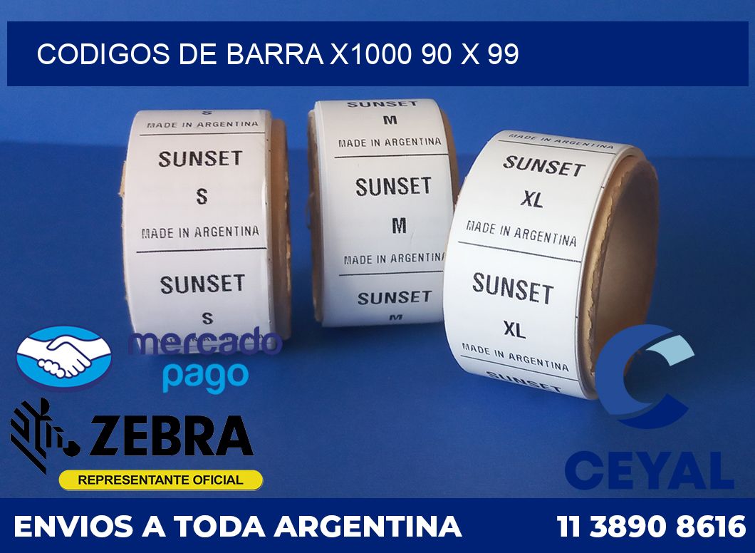Codigos de barra x1000 90 x 99