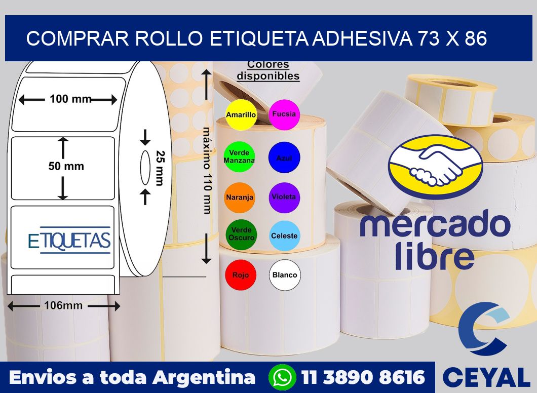 Comprar rollo etiqueta adhesiva 73 x 86