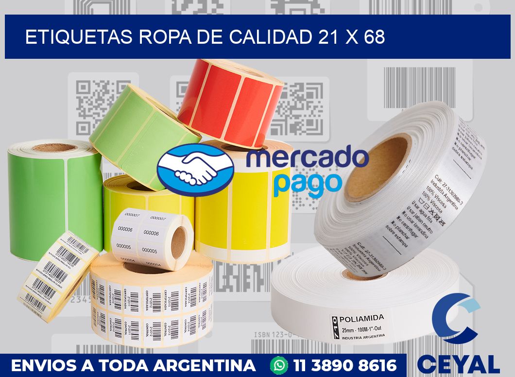 Etiquetas ropa de calidad 21 x 68